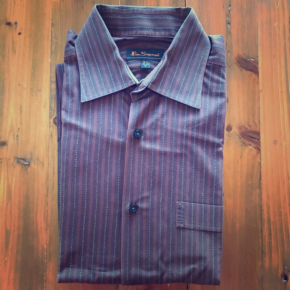 BEN SHERMAN Striped Crisp Dress Shirt